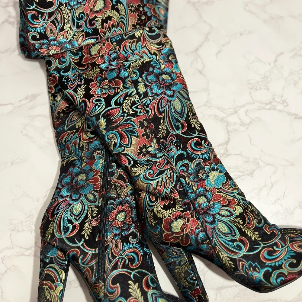 Bamboo Paisley Over The Knee/Thigh High/Fold Over Boot -- EU39/US 9 - Picture 6 of 11